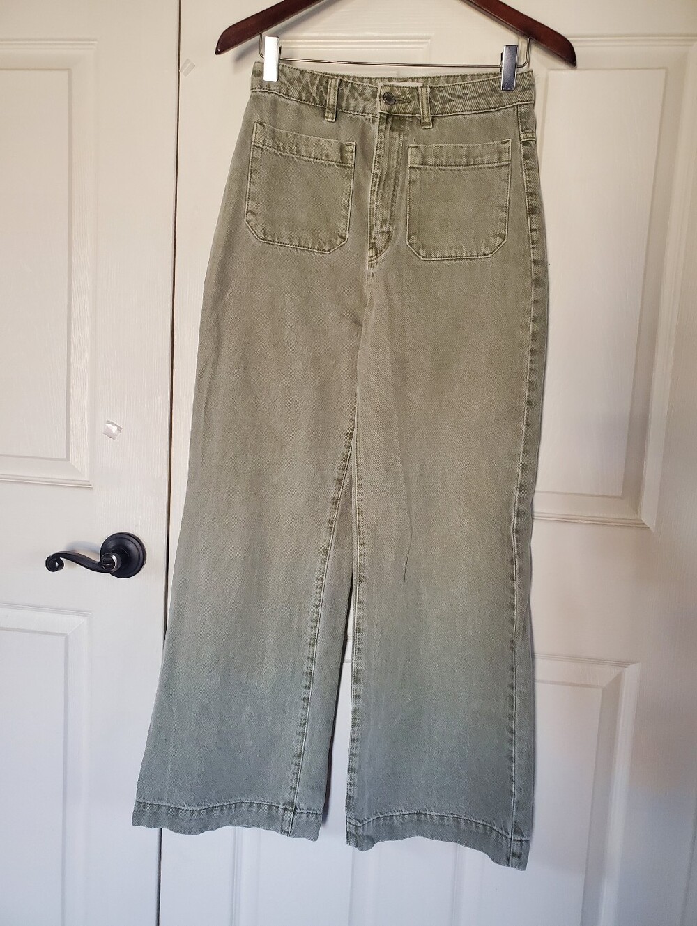 ROLLA'S‎ Light Olive Green Wide-Leg Jeans High-rise Preppy Festival Academia 26